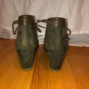 Green suede booties